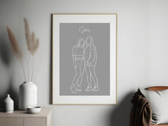 Elegant line art depiction of best friends bond.