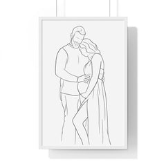 White Framed line drawing of a couple.