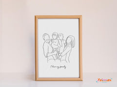 Customizable family line art - perfect for home decor or gifts.