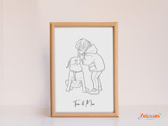 Line Art drawing capturing your pet’s silliest, most lovable moment.