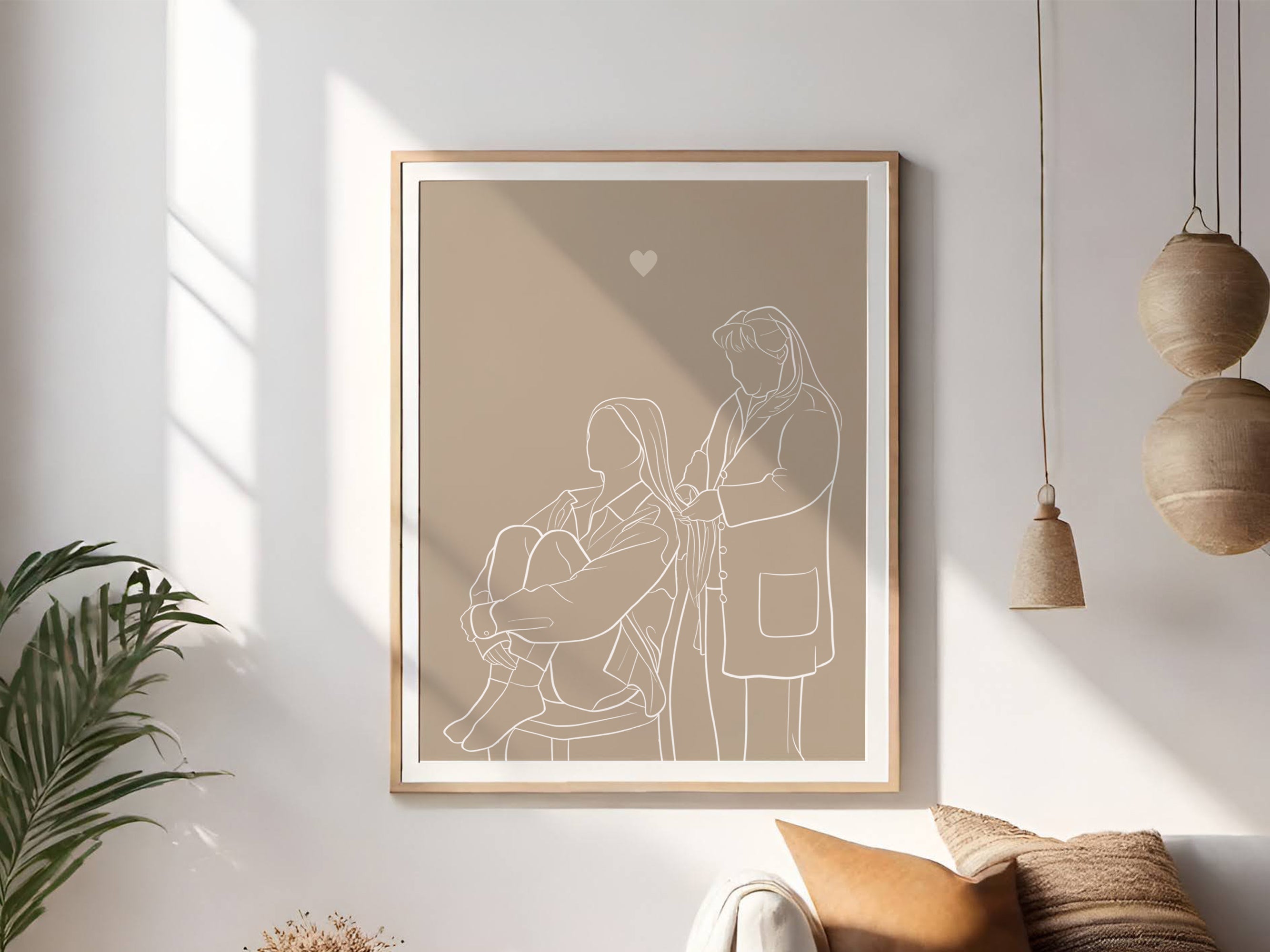 Personalized best friend line art portrait drawing.