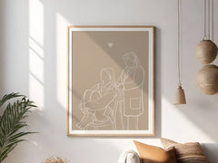 Personalized best friend line art portrait drawing.