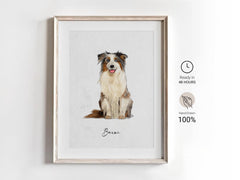 Custom pet portrait in watercolor style, capturing your furry friend’s unique charm.