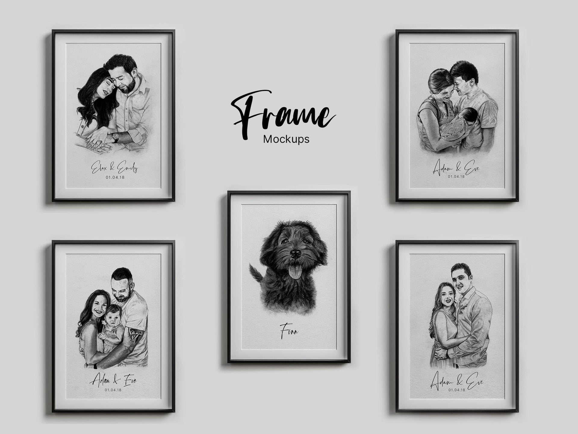 The sketch is shown in a rustic wooden frame, with a small engraved plaque reading ‘Forever Loved’.