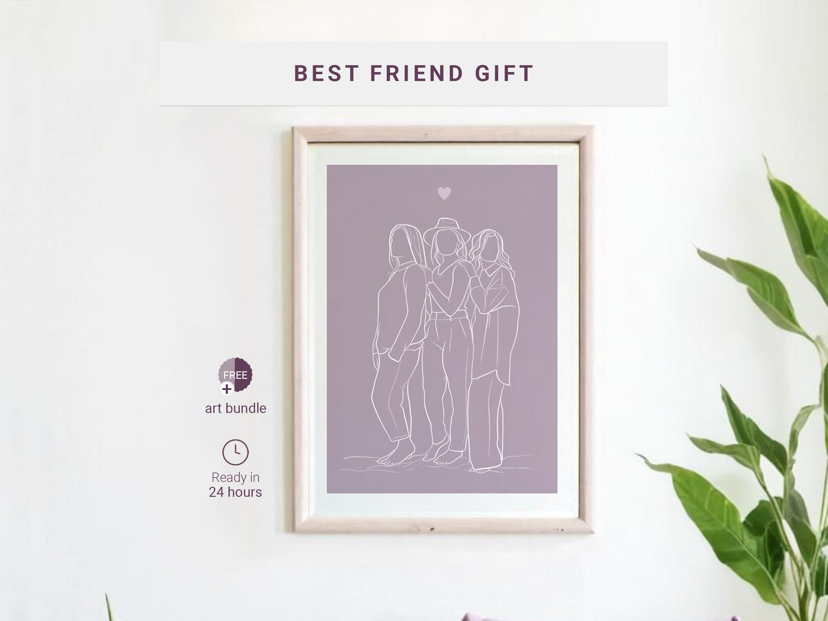 Best friend line art portrait design.