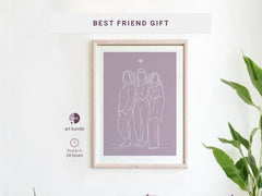 Best friend line art portrait design.