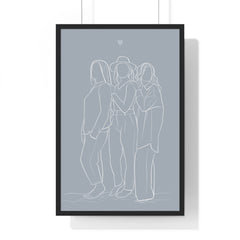 Framed Lineart of Best friends standing together.