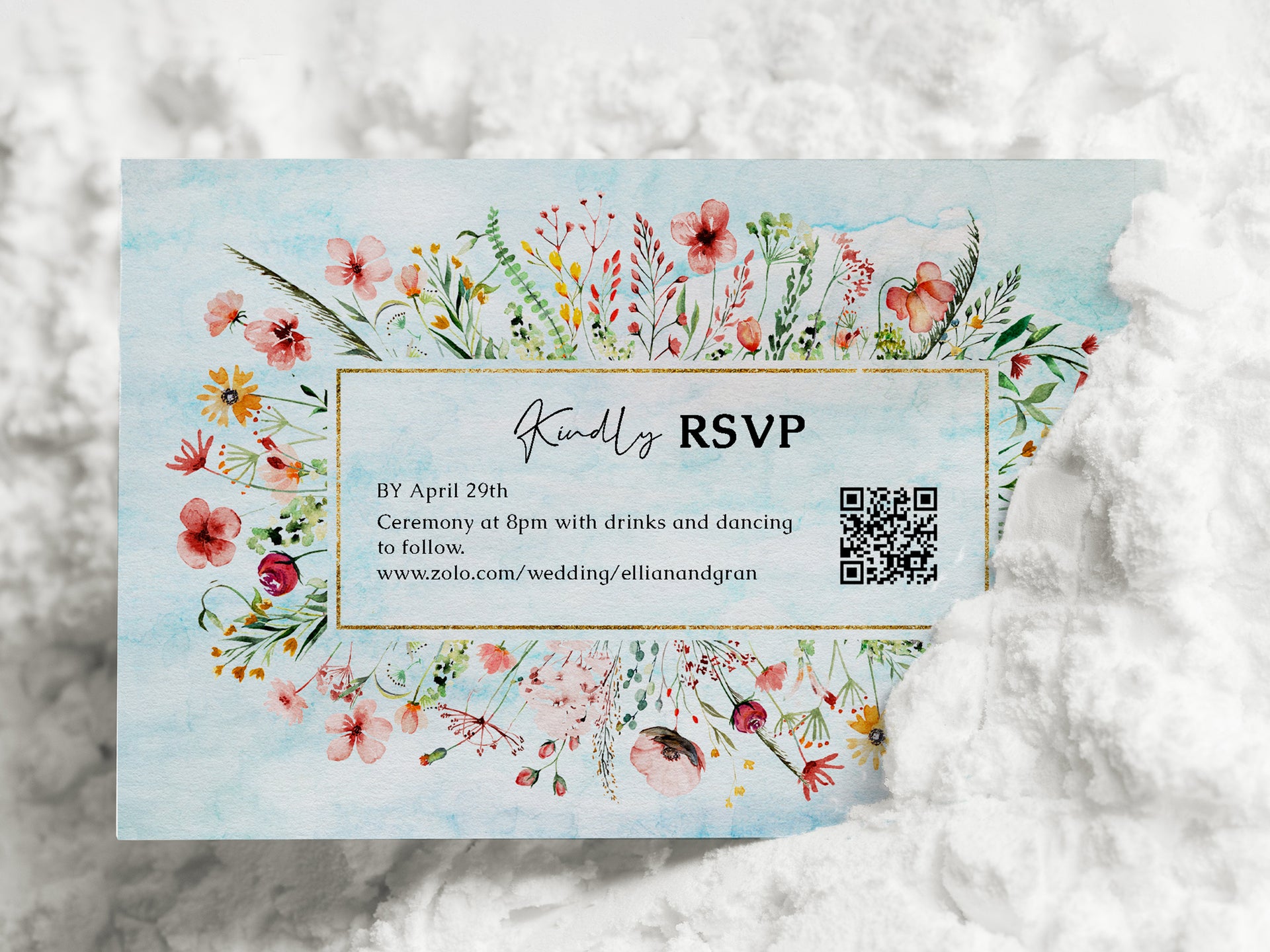 RSVP card with QR code
