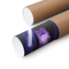 Roll of paper with a printed design of a dog.