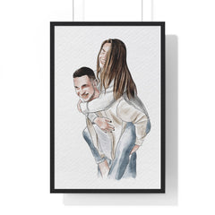 Watercolor Couple Portrait in Framed artwork.