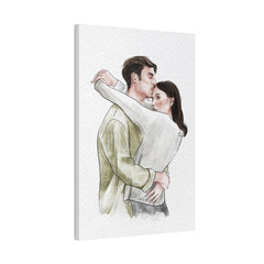 Canvas print of a couple embracing in Watercolor.