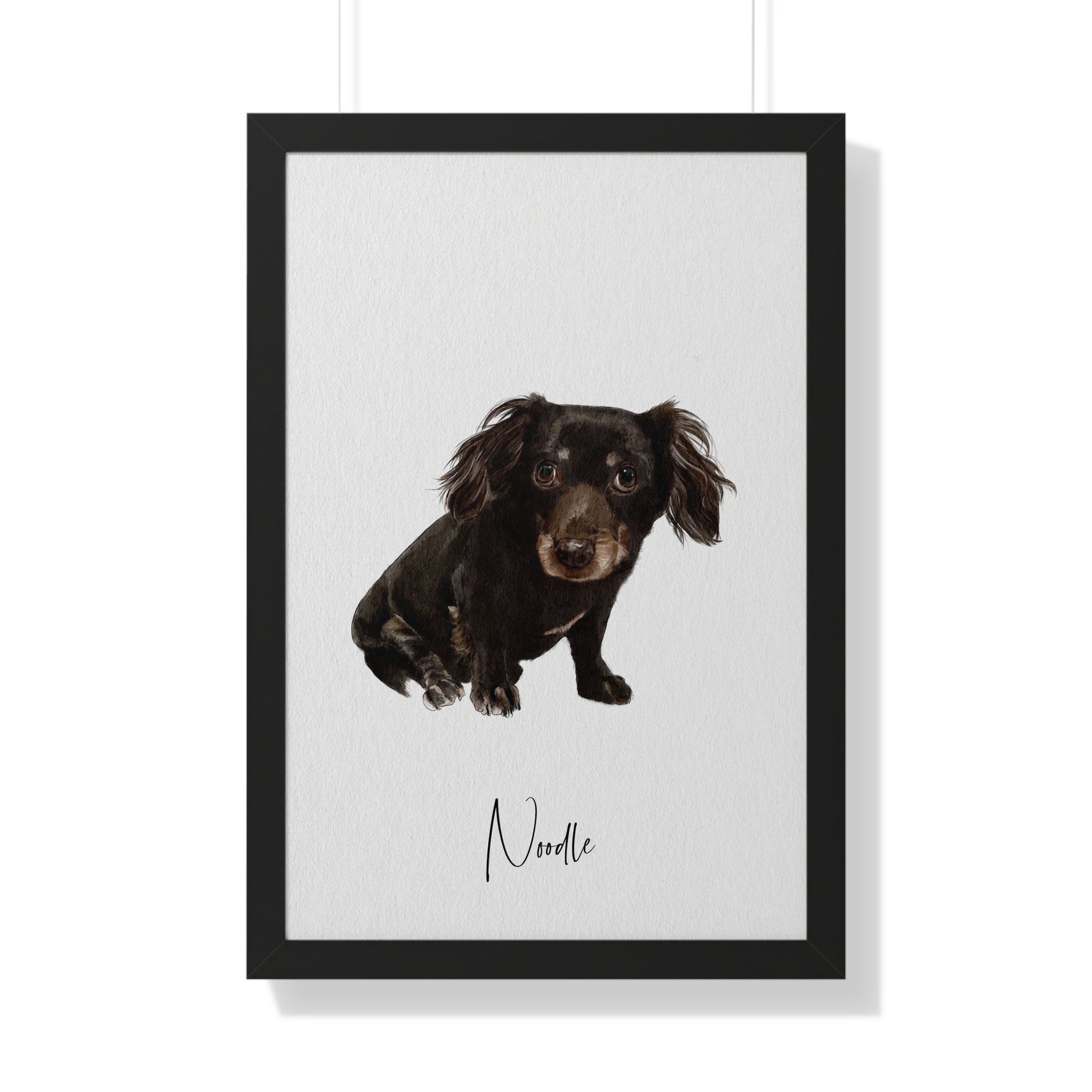 Watercolor Dog in black frame