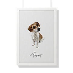 Watercolor dog  on a white Framed.