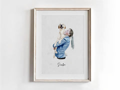 Memorial artwork showing you gently holding your pet.