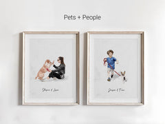 Custom portrait of you and your pet together, painted in a heartwarming style.

