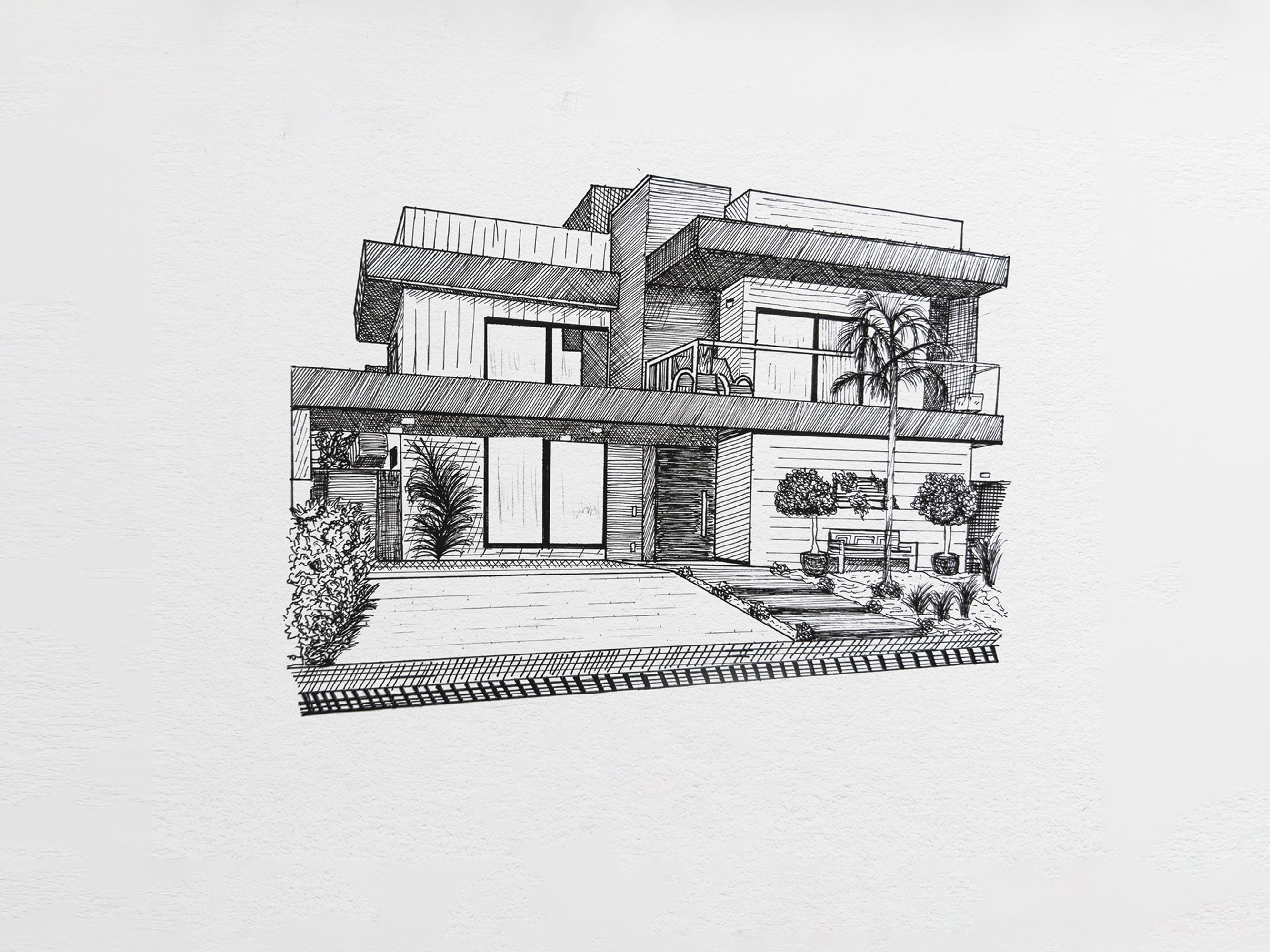pen and pencil venue house illustration